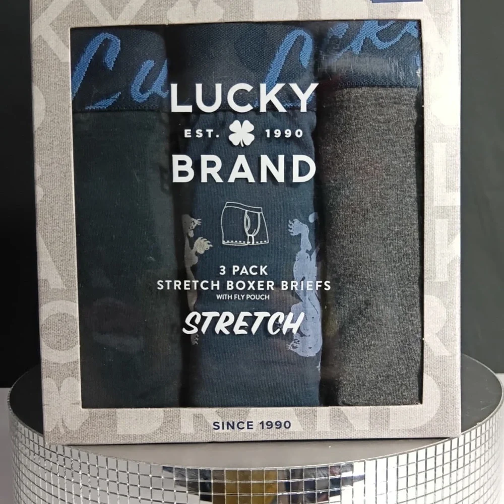 Lucky Brand Blue and Gray Boxer Briefs 3-Pack brand new